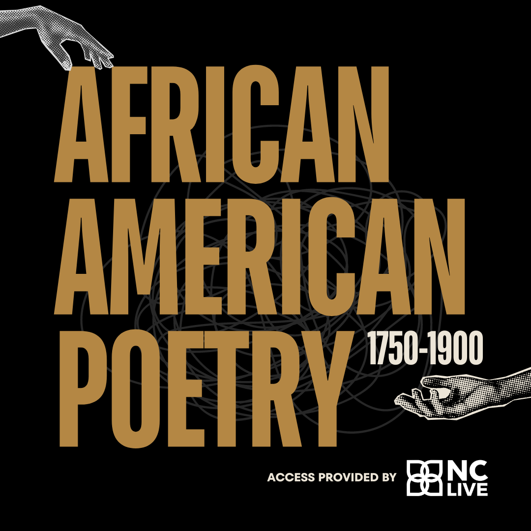 A black background and gold text reading "African American poetry 1750-1900."