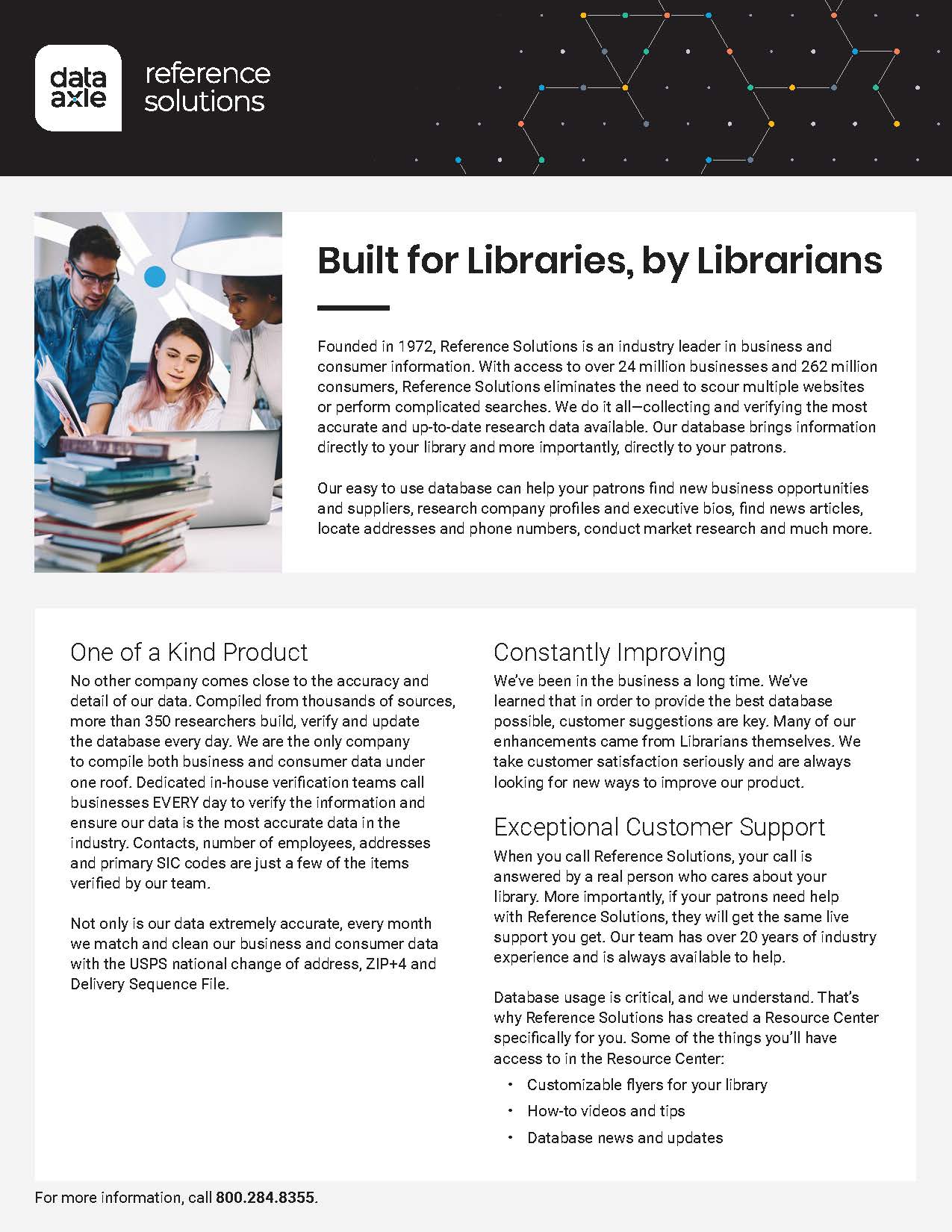 A flyer for Data Axle explaining why it is useful for libraries.