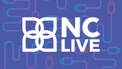 A purple background with abstract USB plugs decorating the background. In the foreground is a white NC LIVE logo.
