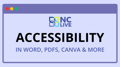 A purple webpage with the NC LIVE logo and the word "accessibility."