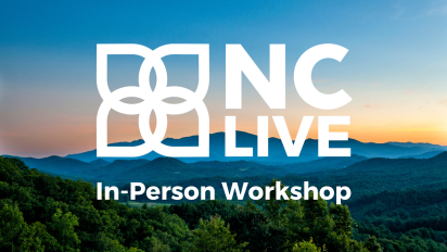 White NC LIVE logo over a photo of the Blue Ridge mountains.