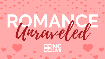 A pink background covered in hearts with the text, "Romance Unraveled."