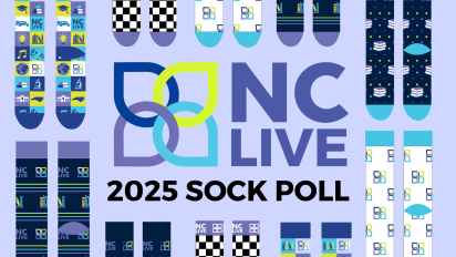 A collage of purple, blue, green, and white sock designs.