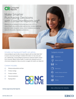 A person working on a computer above information about Consumer Reports.