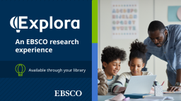 A family looking at a computer together next to text advertising Explora.