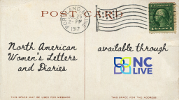 An old postcard with "North American Women's Letters and Diaries" as the message.