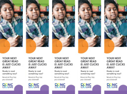 Five bookmarks with a kid reading at the top.