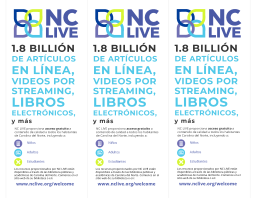 Three rack cards with information about NC LIVE resources in Spanish.