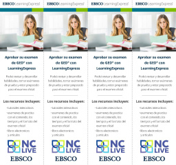 Four bookmarks with Spanish instructions and an image of a student studying.