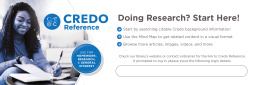 A student with long, curly hair studying. To the right is the Credo logo and tips for using the platform.