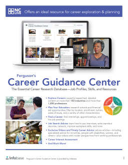 Three screens with previews of Ferguson's Career Guidance Center.