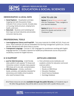 Blocks of text about library resources between two purple rectangles at the top and bottom.